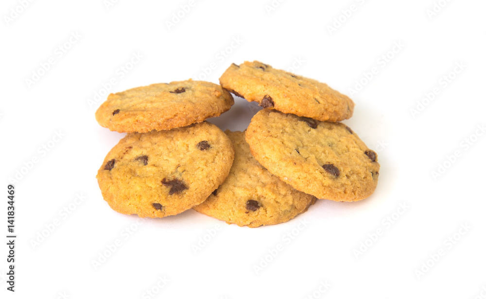 Chocolate chip cookie isolated on white background. Chocolate chip cookie isolated on white background.