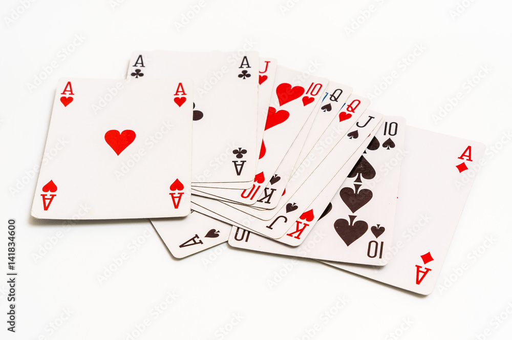 Obraz premium Playing cards isolated on white background