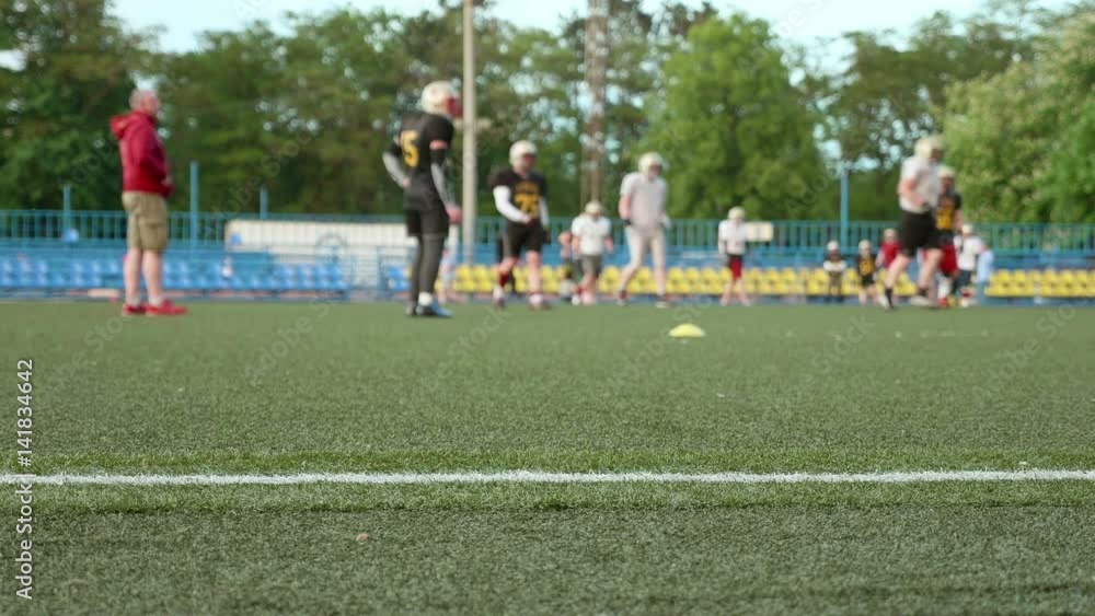 American football. Training, running, playing American football. Training, running, playing