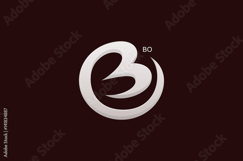Letter B and O or U Monogram Logo Design Vector