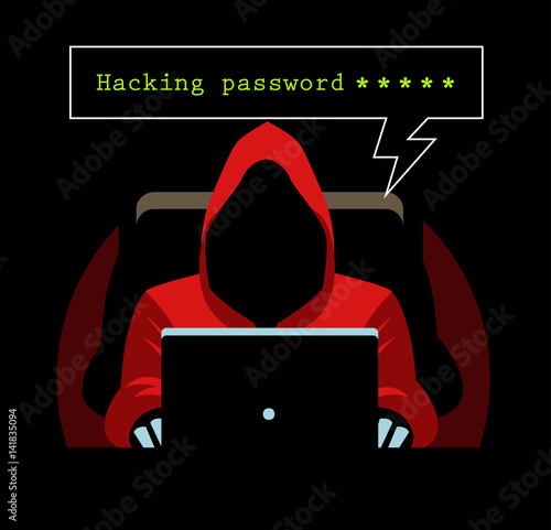 dark faceless hacker using a computer