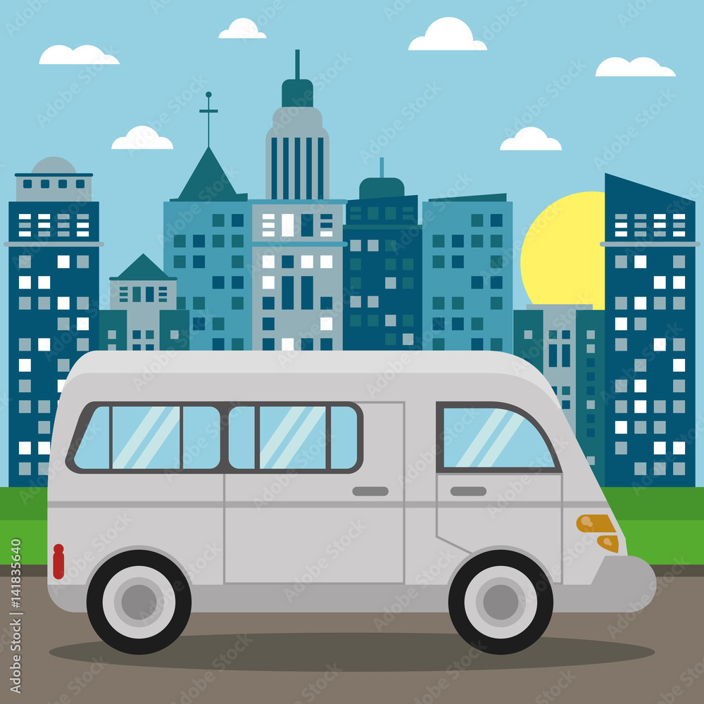 vans transport city sun vector illustration eps 10 vans transport city sun vector illustration eps 10