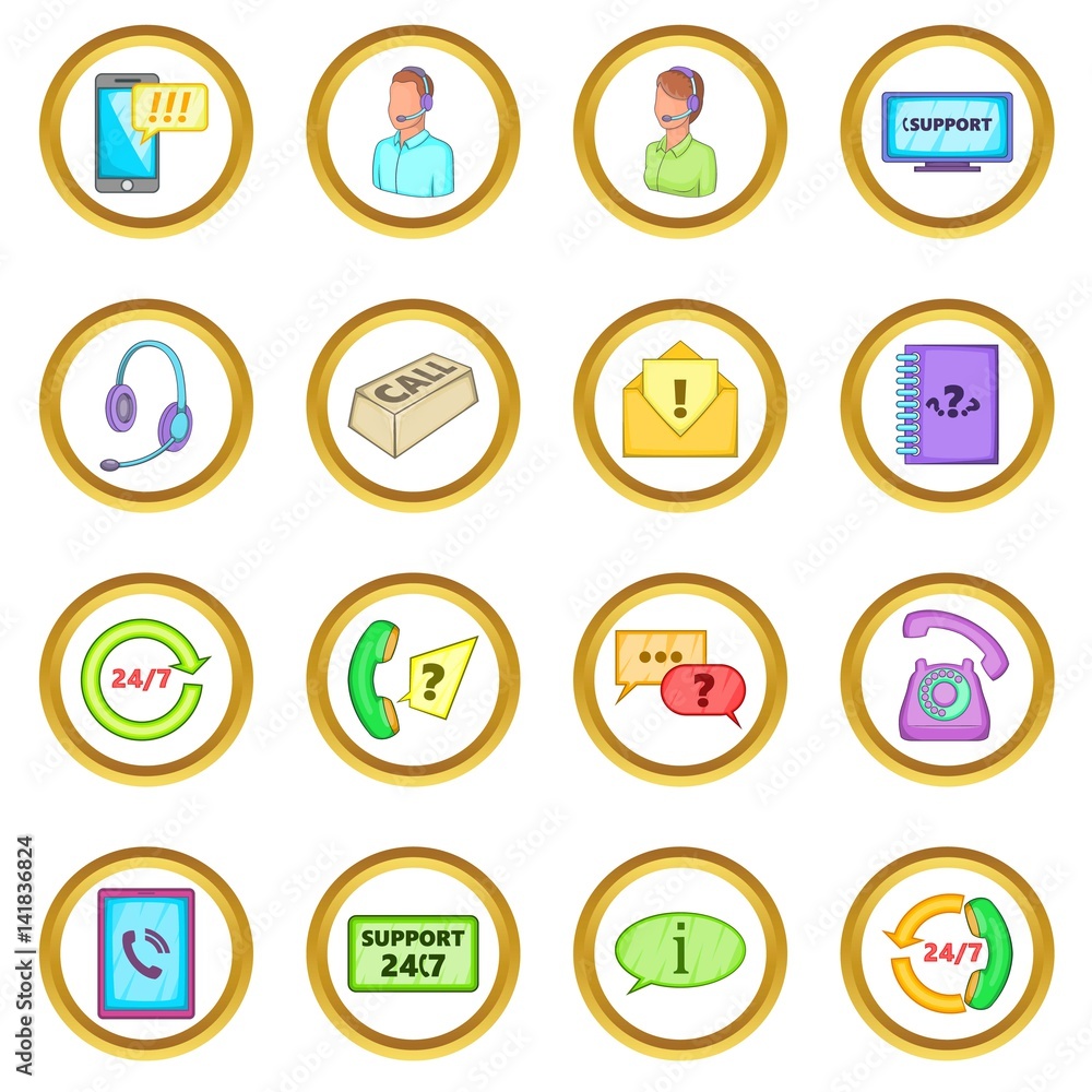 Fototapeta premium Call center vector set, cartoon style