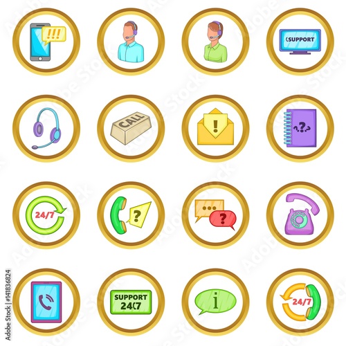 Call center vector set, cartoon style