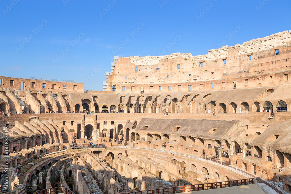 Rome, Italy. The ancient ruins of the Colosseum, 80 AD.