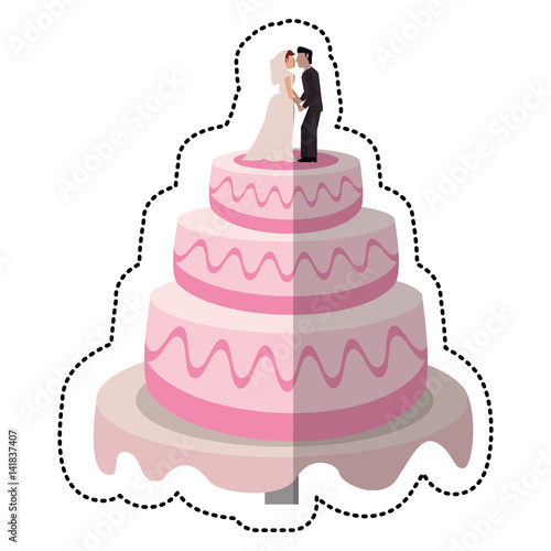 wedding cake couple dessert vector illustration eps 10