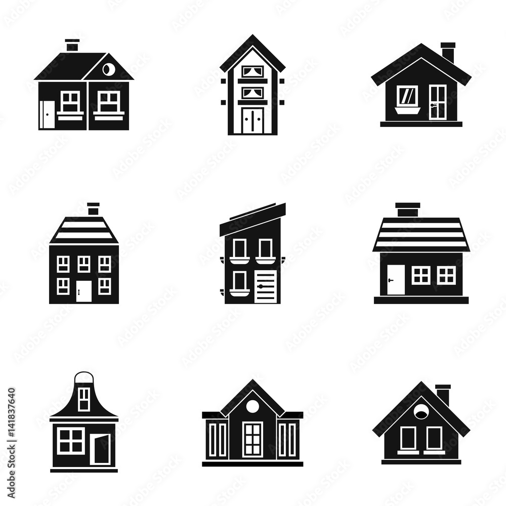 Habitation icons set, simple style