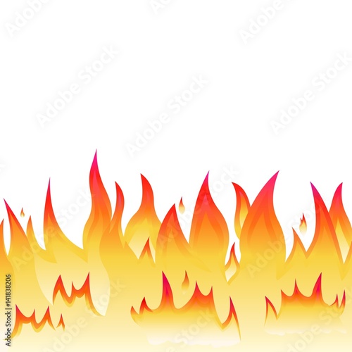 Feu, flammes sur fond blanc 