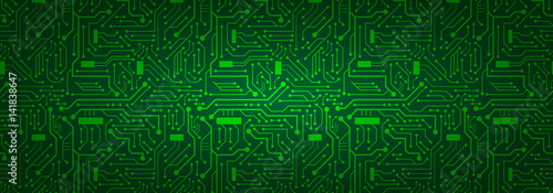 Circuit Board Banner Background (green) photo