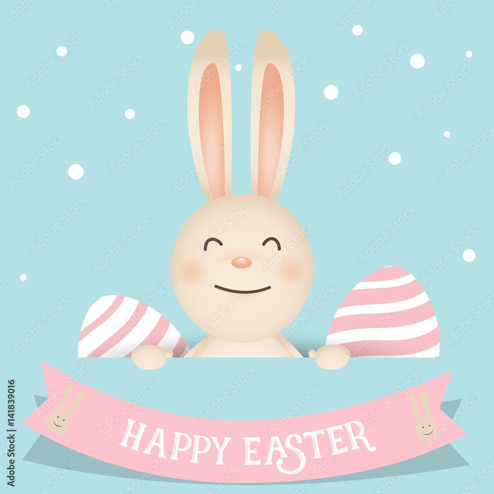 Happy easter background design. Happy easter cards with Easter bunnies and Easter eggs. Vector illustration Happy easter background design. Happy easter cards with Easter bunnies and Easter eggs. Vector illustration