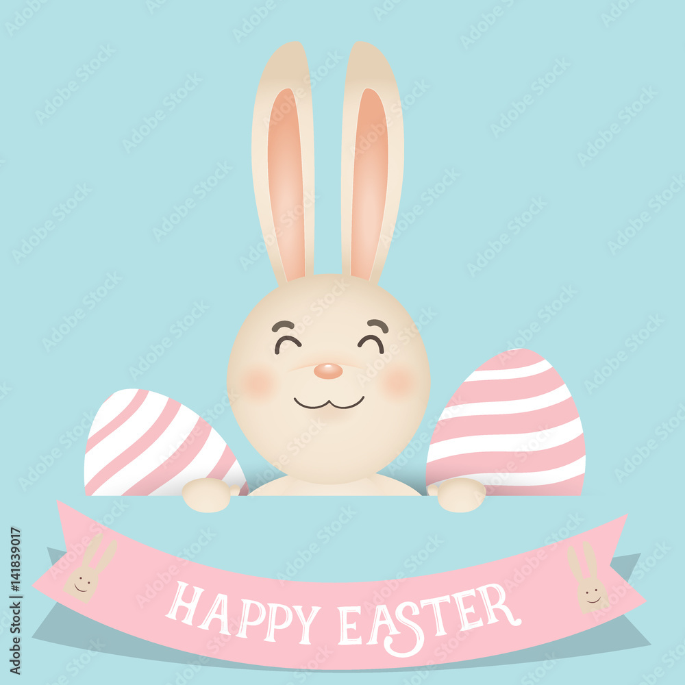 Happy easter background design. Happy easter cards with Easter bunnies and Easter eggs. Vector illustration Happy easter background design. Happy easter cards with Easter bunnies and Easter eggs. Vector illustration