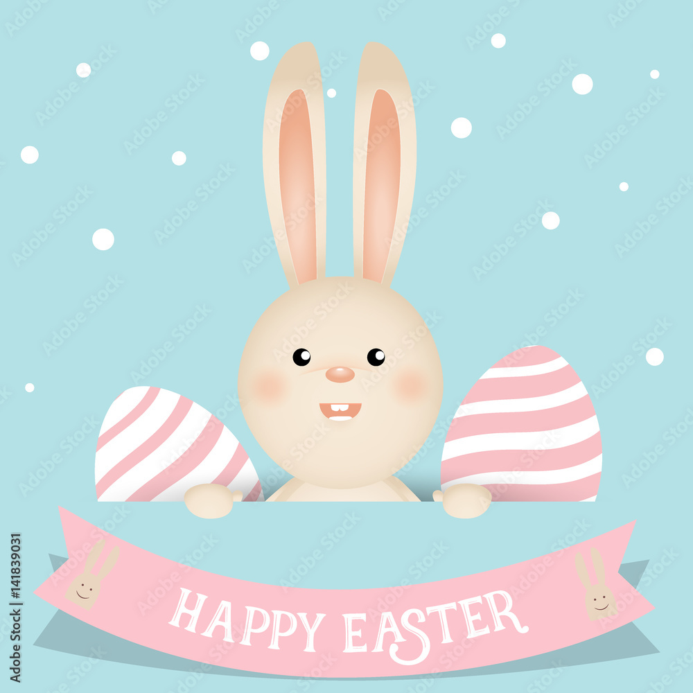 Happy easter background design. Happy easter cards with Easter bunnies and Easter eggs. Vector illustration Happy easter background design. Happy easter cards with Easter bunnies and Easter eggs. Vector illustration