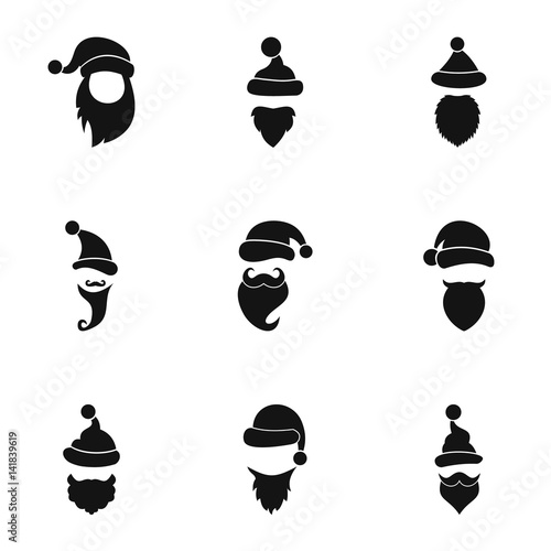 Santa Claus icons set, simple style