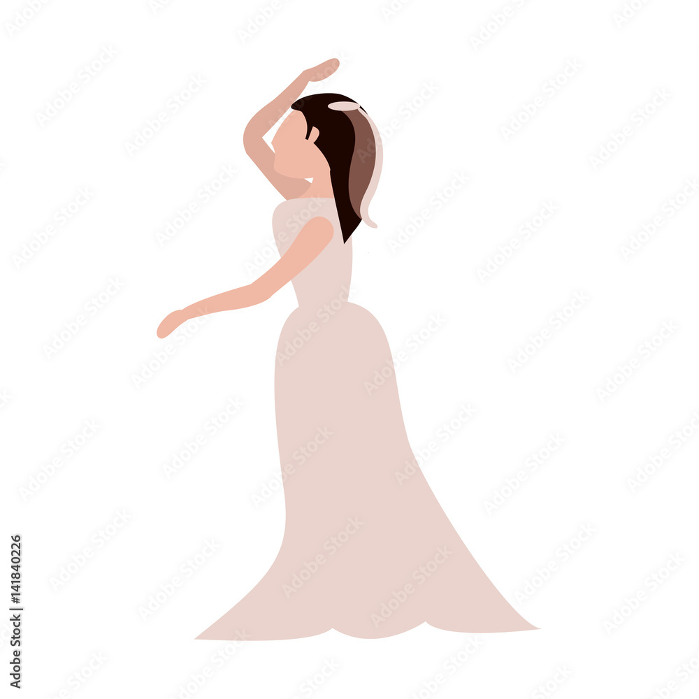 Naklejka premium bride wedding standing pose vector illustration eps 10
