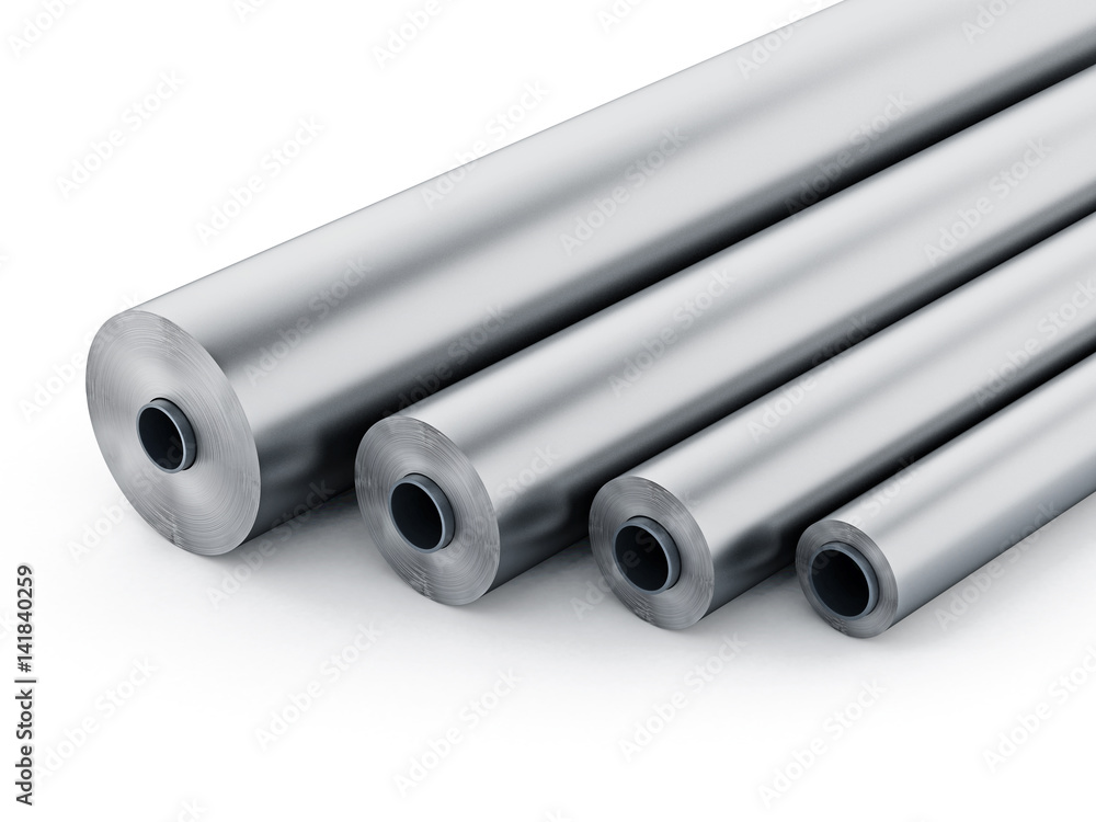 Fototapeta premium Aluminum tubes isolated on white background. 3D illustration