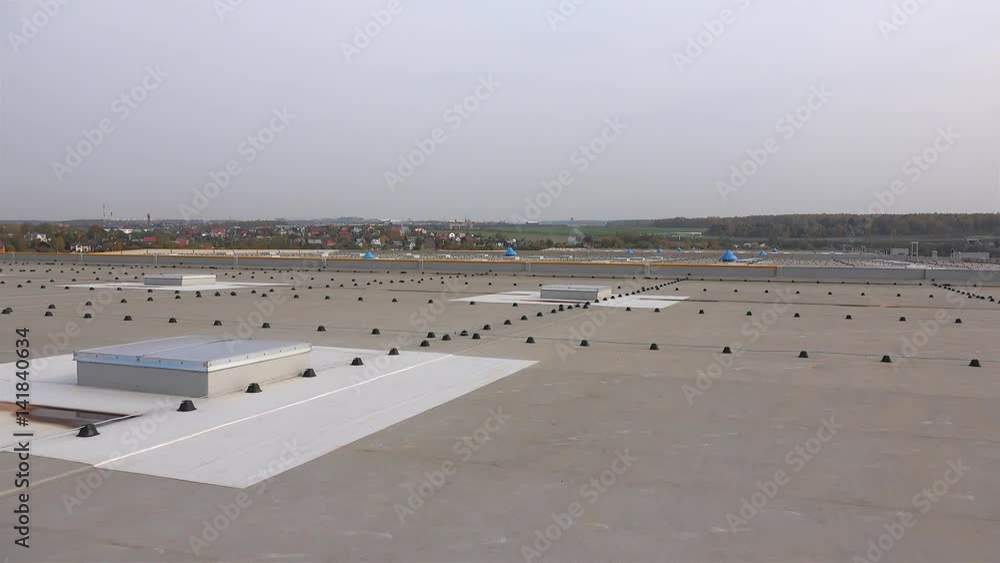 Lightning protection system on thee industrial facility roof. Lightning protection system on thee industrial facility roof.