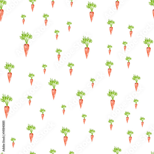 Seamless pattern with carrot for textile and print. Summer colorful tropical textile print.
