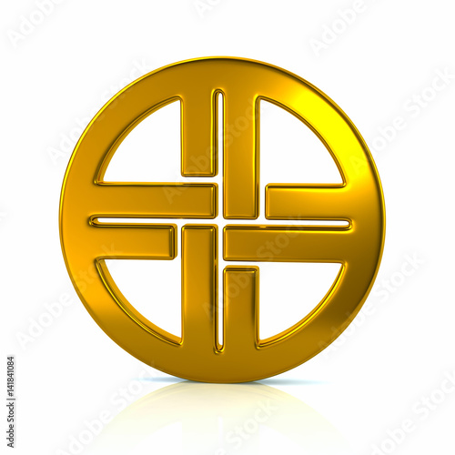 3d illustration of golden shield knot symbol