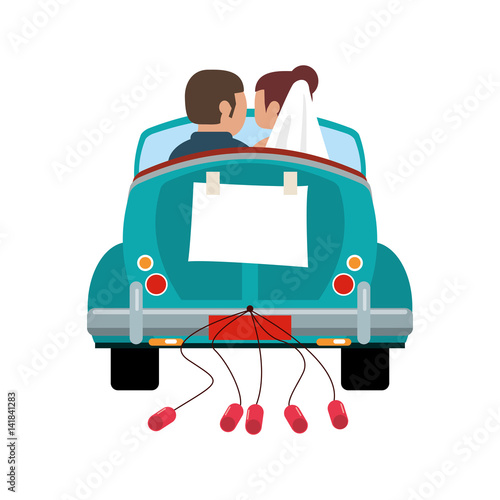 couple driver car just married vector illustration eps 10