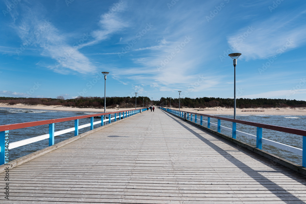 Footbridge in Baltic sea, Palanga, Lithuania.