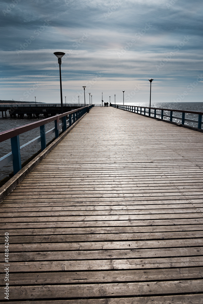 Fototapeta premium Footbridge in Baltic sea, Palanga, Lithuania.