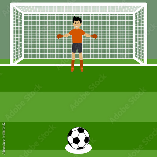 penalty shot with goalkeeper at soccer