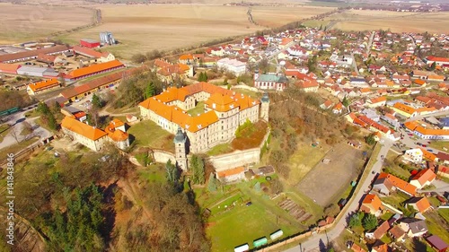 Aerial view to Premonstratesian monastery from 13th century. Famous location for filmmakers. Source of many world famed movies. Chotesov, Czech Republic, Central Europe.  photo