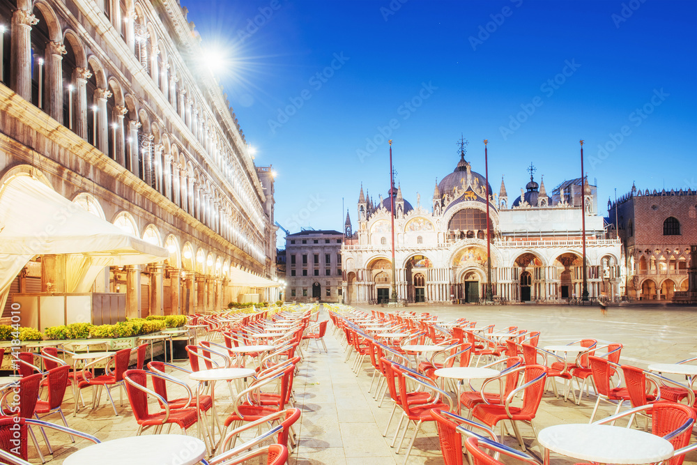 Obraz premium St Mark's Square Piazza San Marco and Campanile bell tower in Venice. Italy.