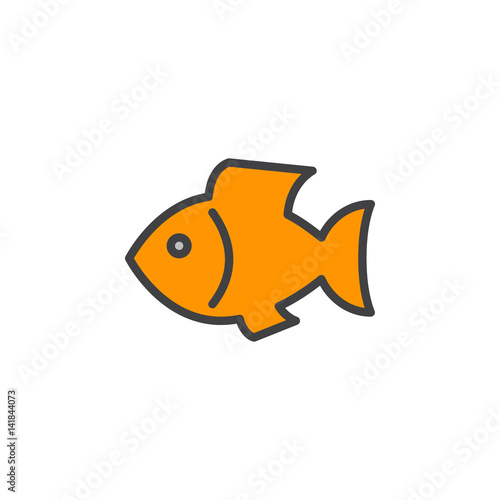 Gold fish line icon, filled outline vector sign, linear colorful pictogram isolated on white. Seafood symbol, logo illustration. Editable stroke. Pixel perfect