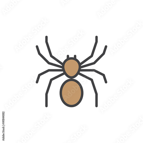 Spider line icon, filled outline vector sign, linear colorful pictogram isolated on white. Symbol, logo illustration. Editable stroke. Pixel perfect