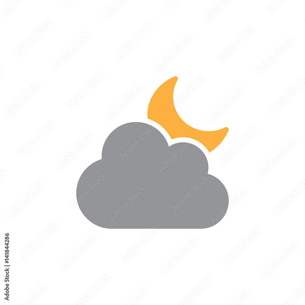 Cloud and moon icon vector, filled flat sign, solid colorful pictogram isolated on white. Partly cloudy weather symbol, logo illustration. Pixel perfect Cloud and moon icon vector, filled flat sign, solid colorful pictogram isolated on white. Partly cloudy weather symbol, logo illustration. Pixel perfect