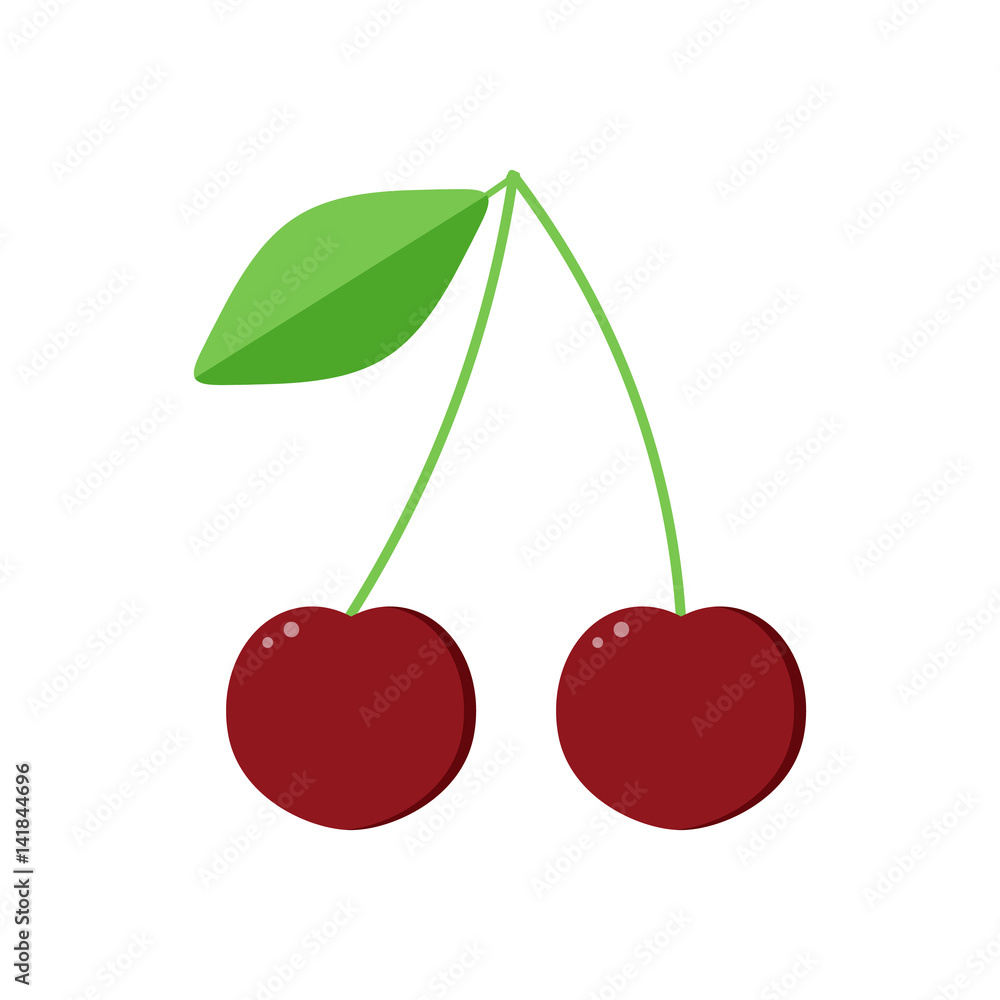 Vector flat design cherry isolated on white background. Vector flat design cherry isolated on white background.