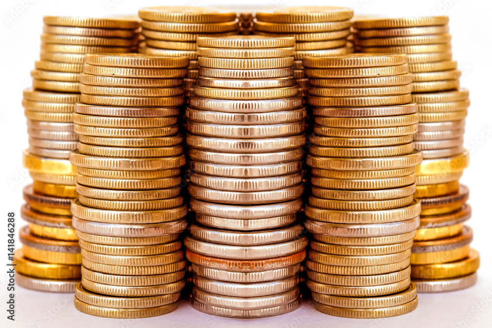 Coins stacked in bars. The concept of revenue growth Coins stacked in bars. The concept of revenue growth
