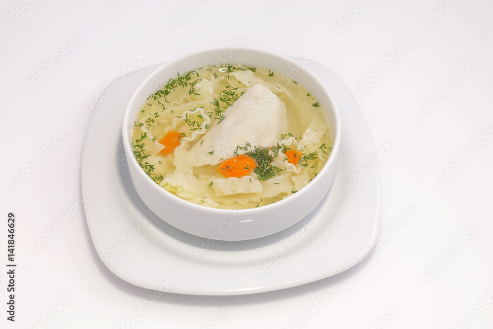 easy chicken soup, close up