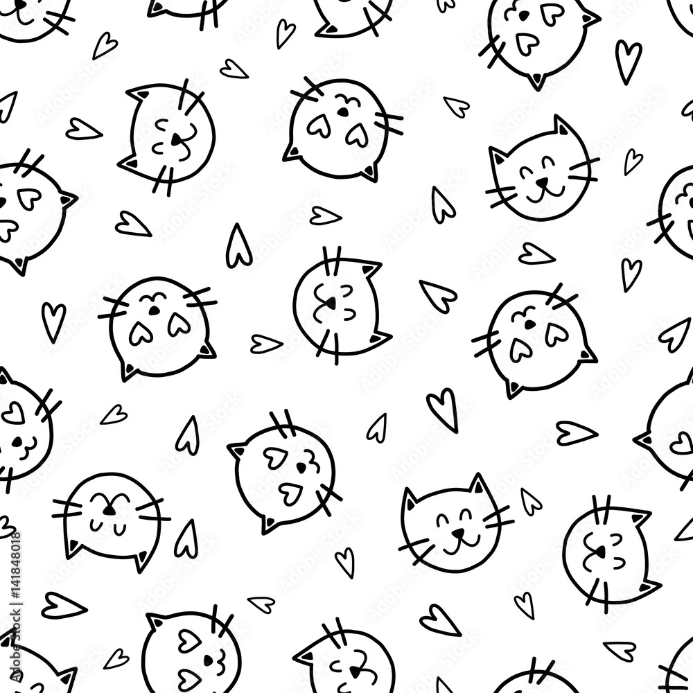 Doodles cute seamless pattern. Stock Vector | Adobe Stock