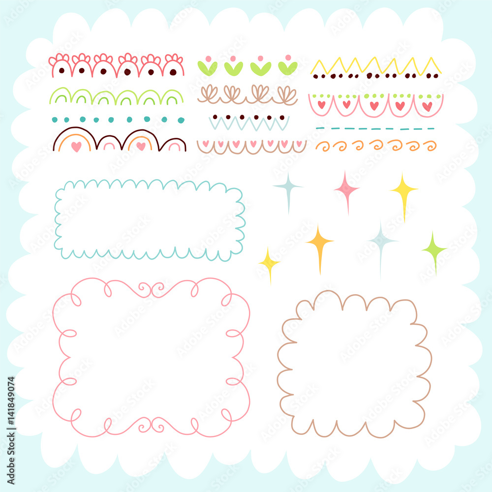Doodles cute elements Stock Vector | Adobe Stock