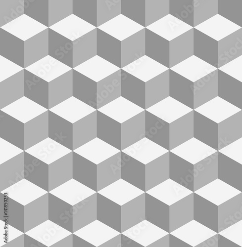 Tiling Geometry texture background with cubes. Decorative fabric monochrome cell