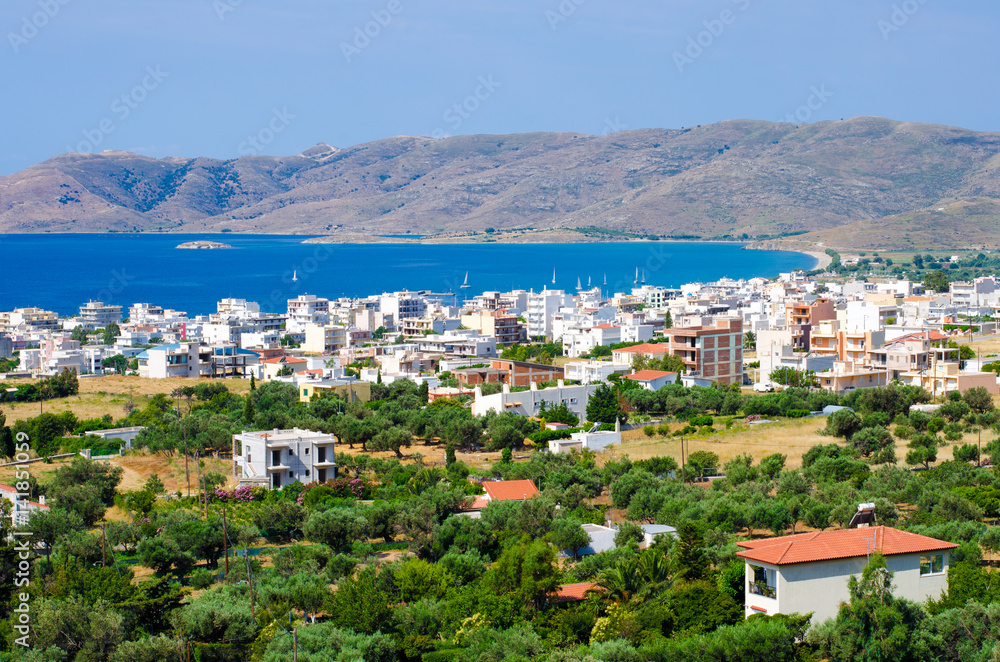 The town of Karystos. A touristic place for Summer vacation in  Evia island.Greece