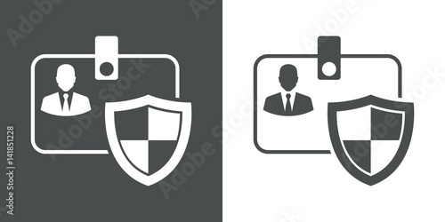 Icono plano identificacion horizontal con escudo gris y blanco