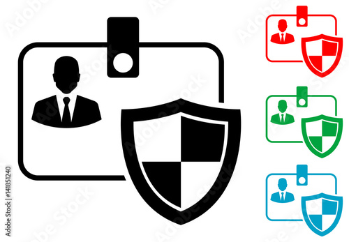 Icono plano identificacion horizontal con escudo varios colores