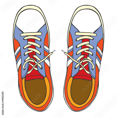 red and blue sports sneakers