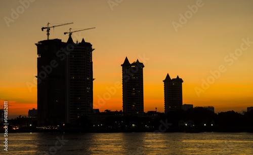 Sunset over the constructio...