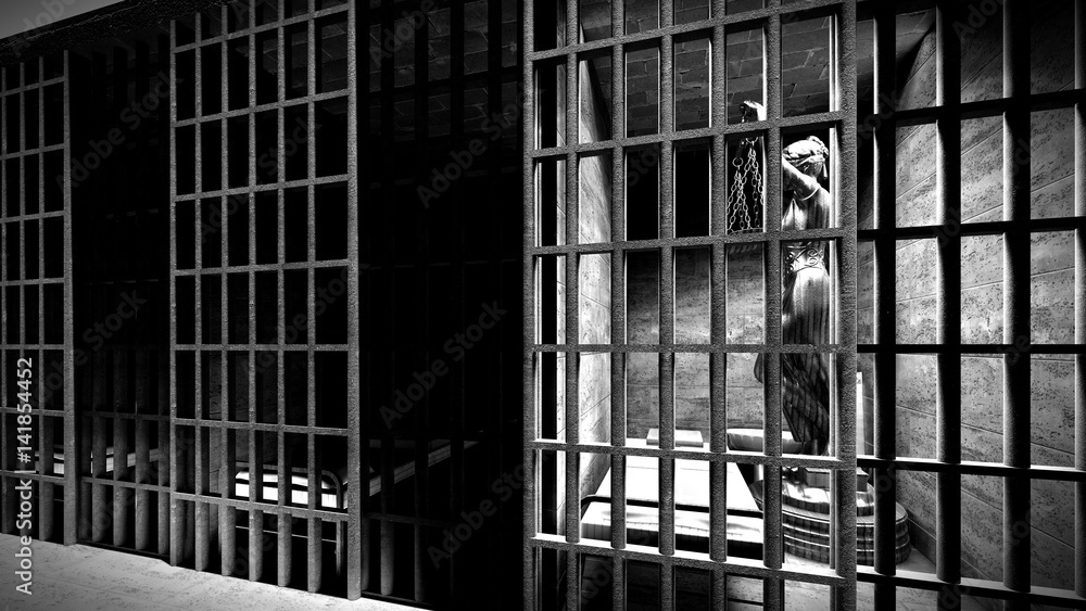 Prison bars and a hallway 3d rendering Prison bars and a hallway 3d rendering