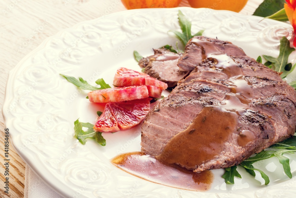 Pink fried duck breast Pink fried duck breast