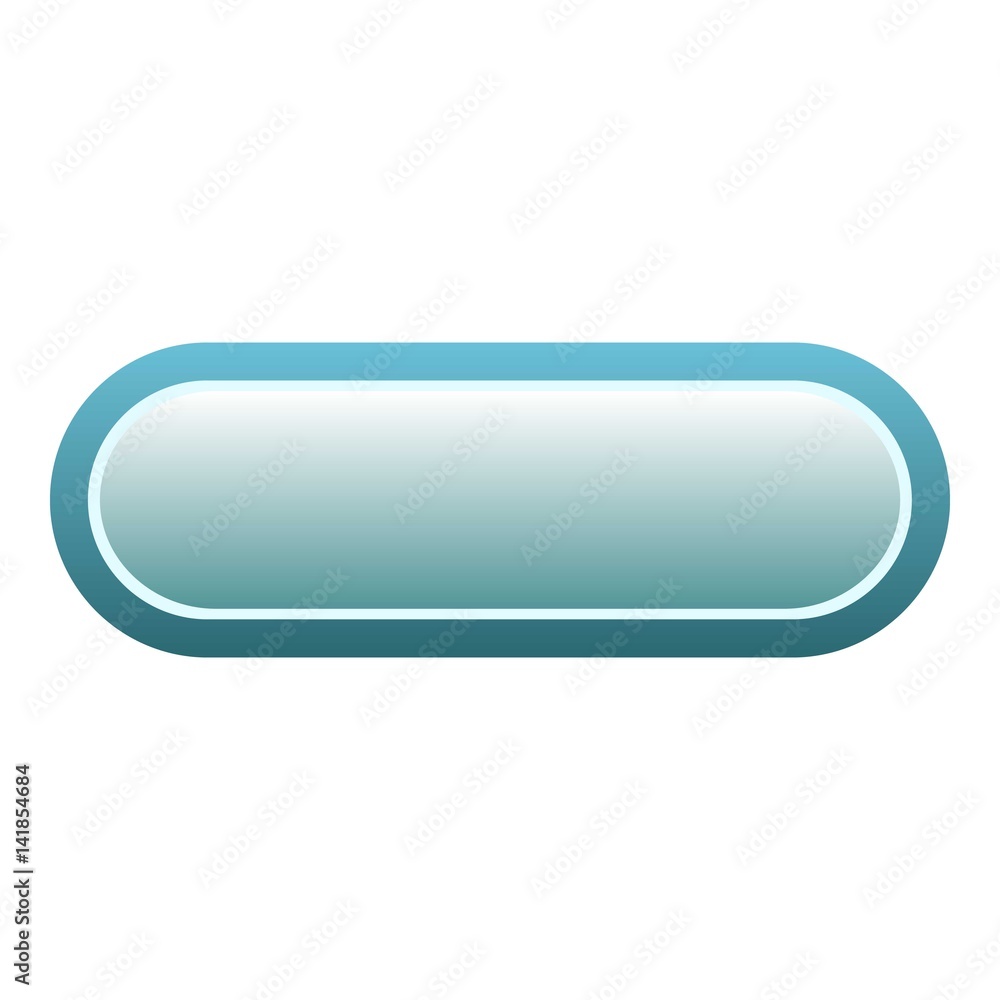 Blue rectangle button icon, flat style Blue rectangle button icon, flat style