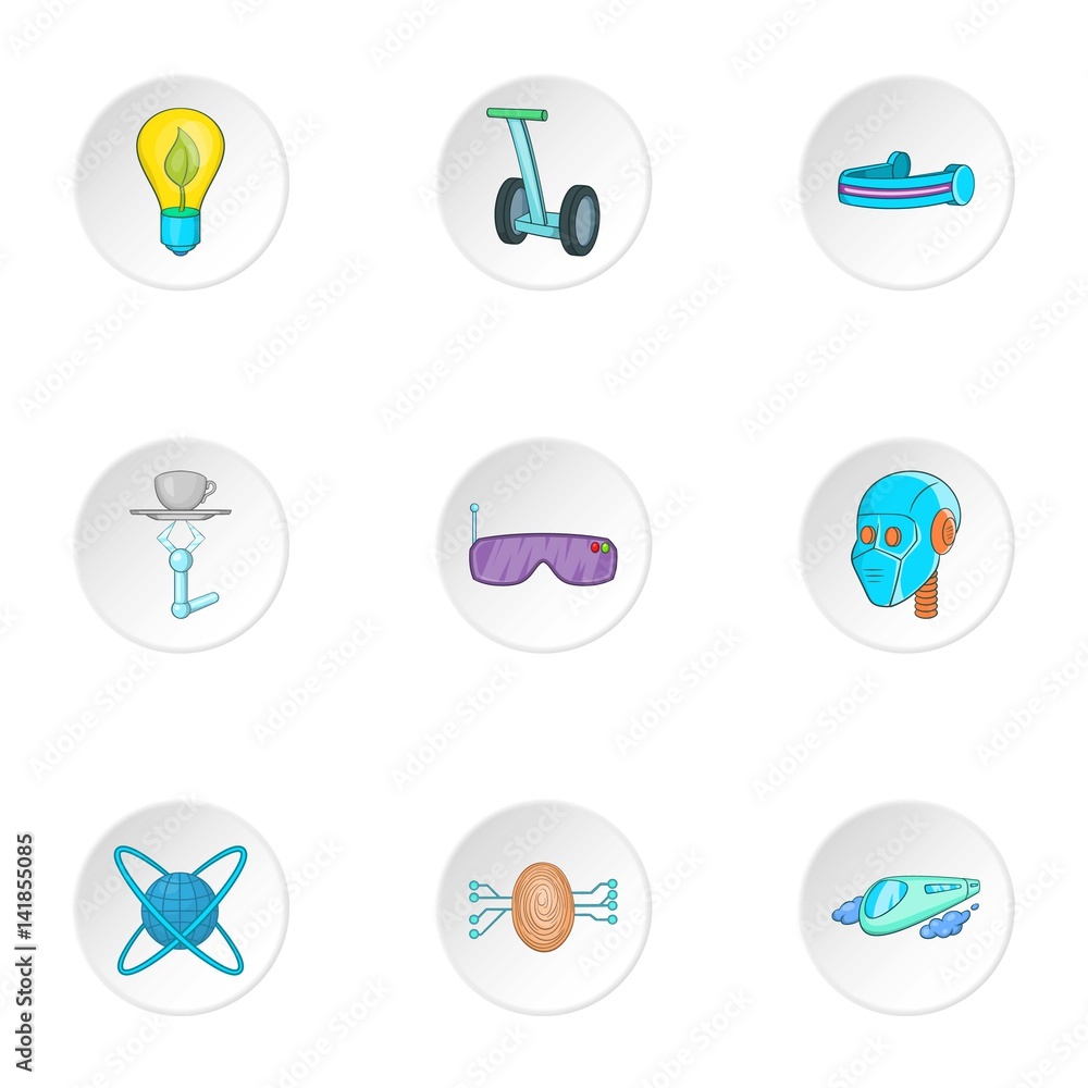 Innovative device icons set, cartoon style Innovative device icons set, cartoon style