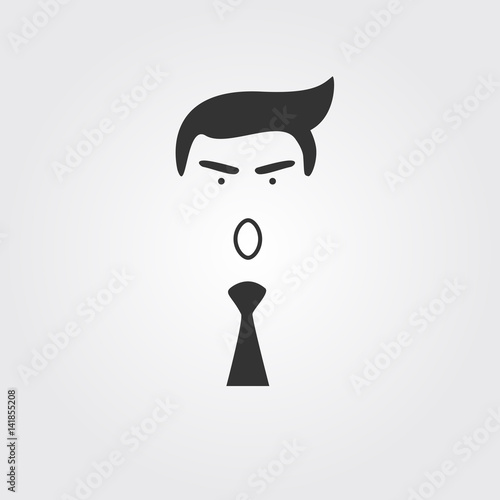 Icon screaming man with a tie and hair vector..