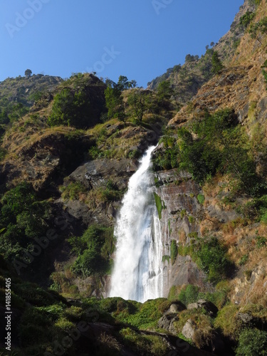Waterfall in Syange  Annapurna Conservation Area  Nepal.