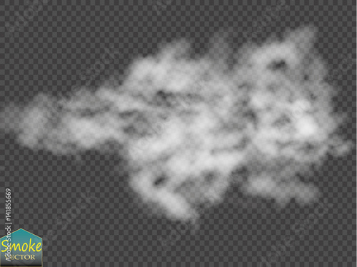 Realistic smoke, steam on transparent background. Vector