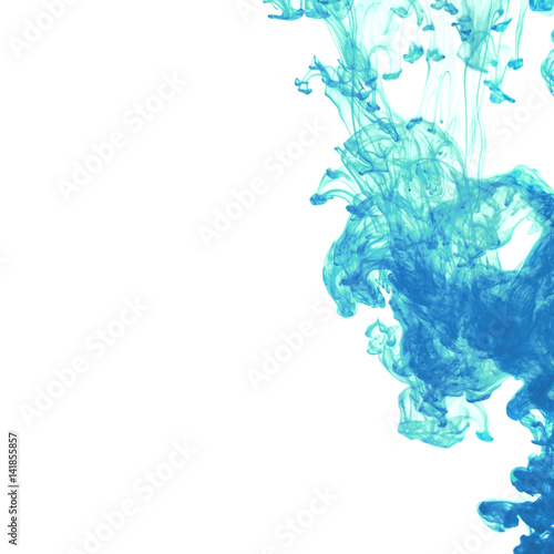 White background with blue ink in water